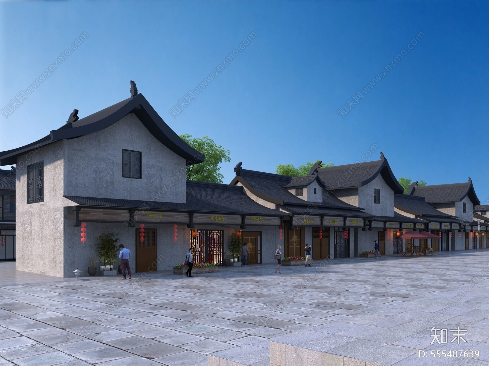 中式仿古建筑3D模型下载【ID:555407639】