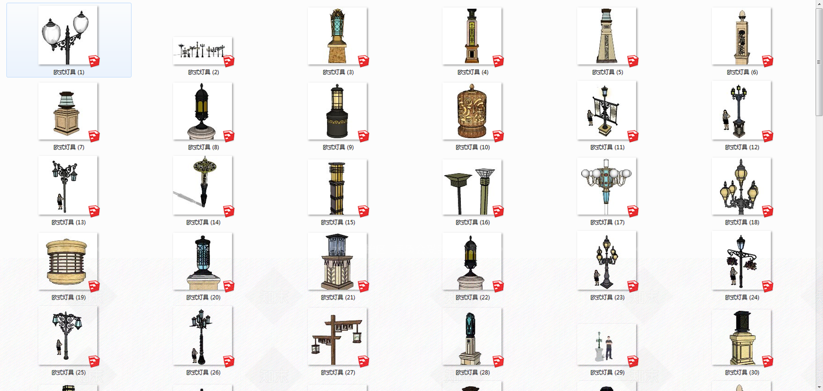 欧式景观灯具SU模型下载【ID:455410277】