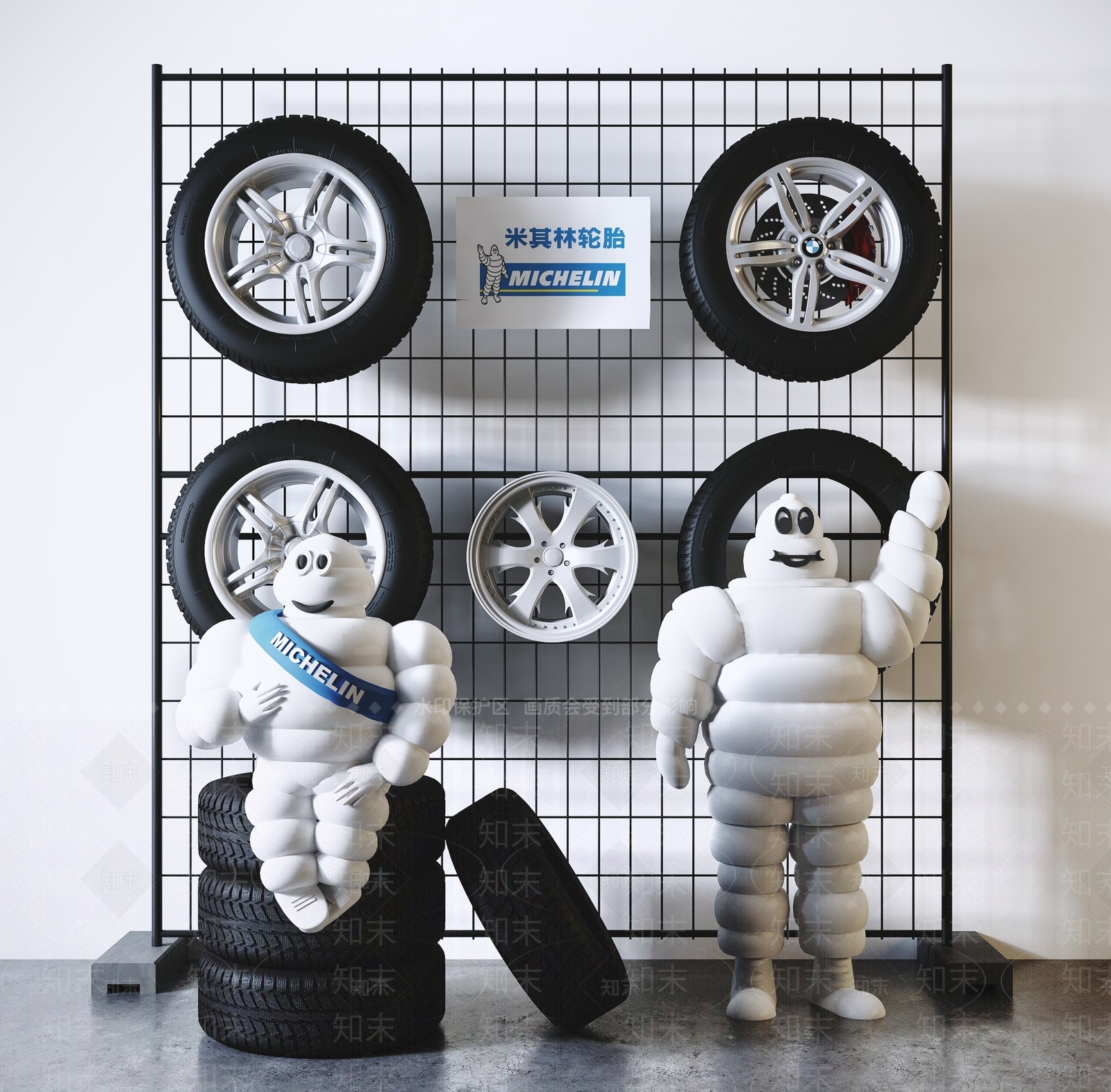 现代汽车轮胎人物雕塑摆件3D模型下载【ID:655416535】