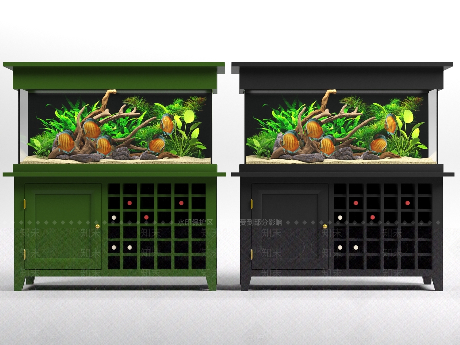 现代鱼缸边柜3D模型下载【ID:655432752】