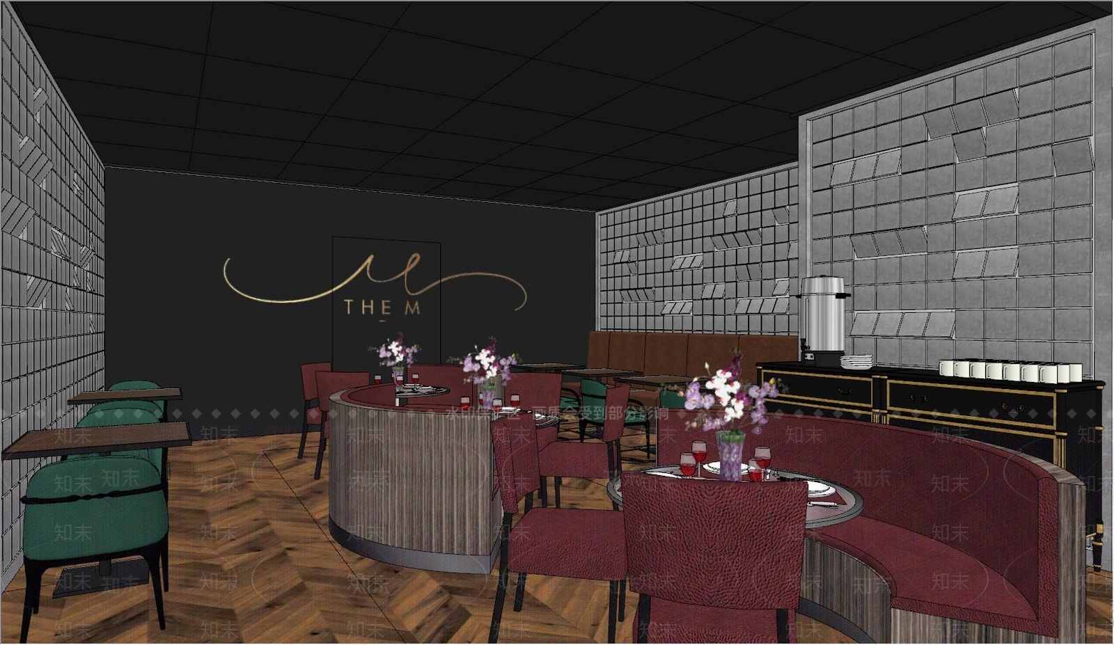 美式风格西餐厅SU模型下载【ID:855445501】