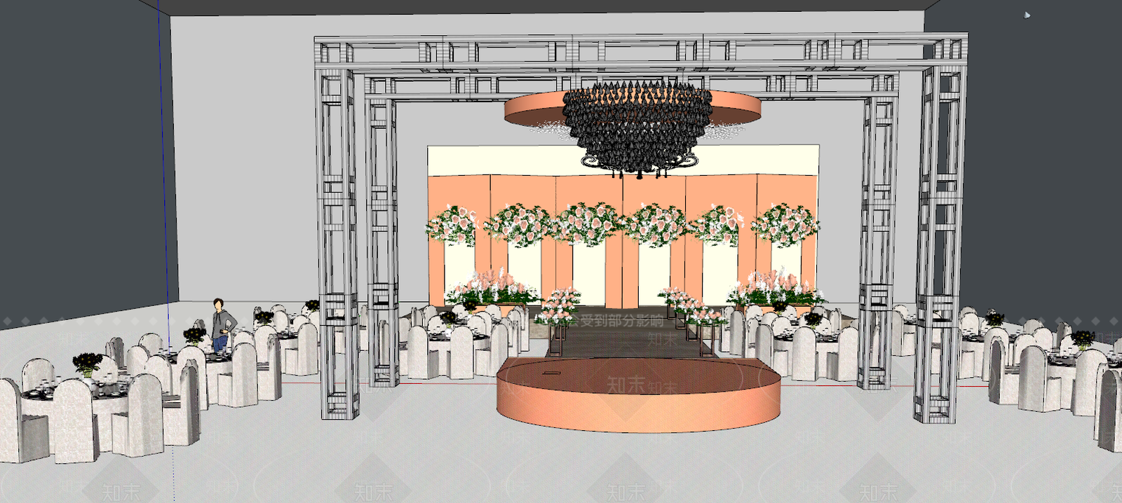 酒店宴会厅SU模型下载【ID:955445632】