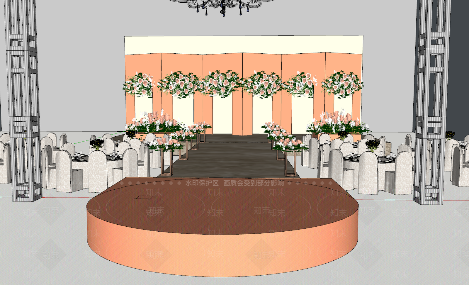 酒店宴会厅SU模型下载【ID:955445632】