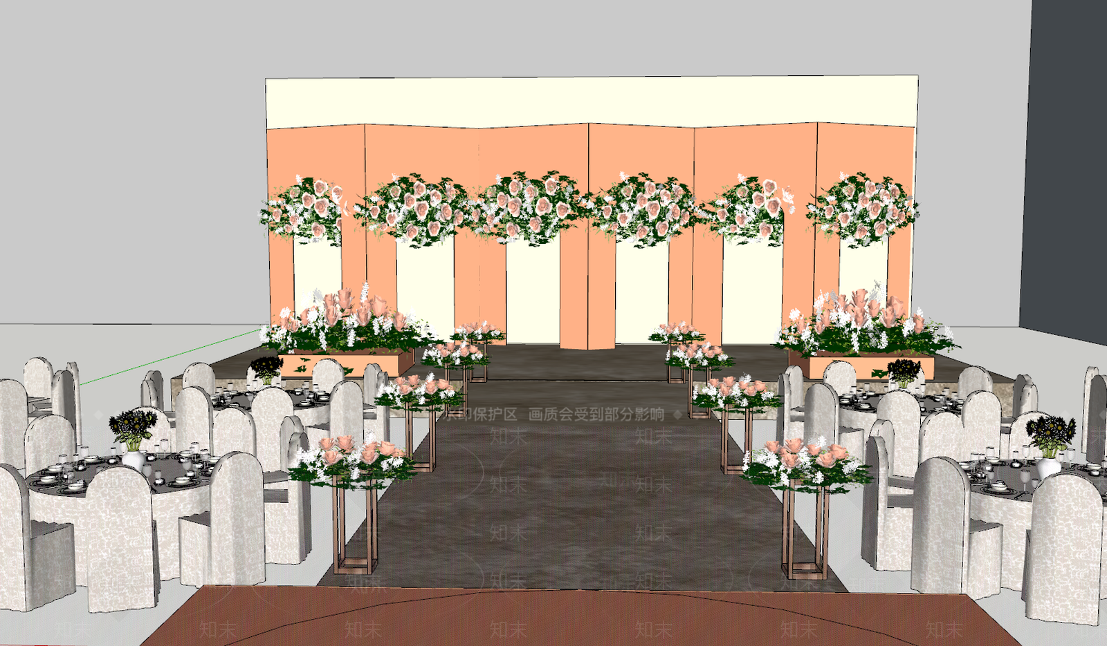 酒店宴会厅SU模型下载【ID:955445632】