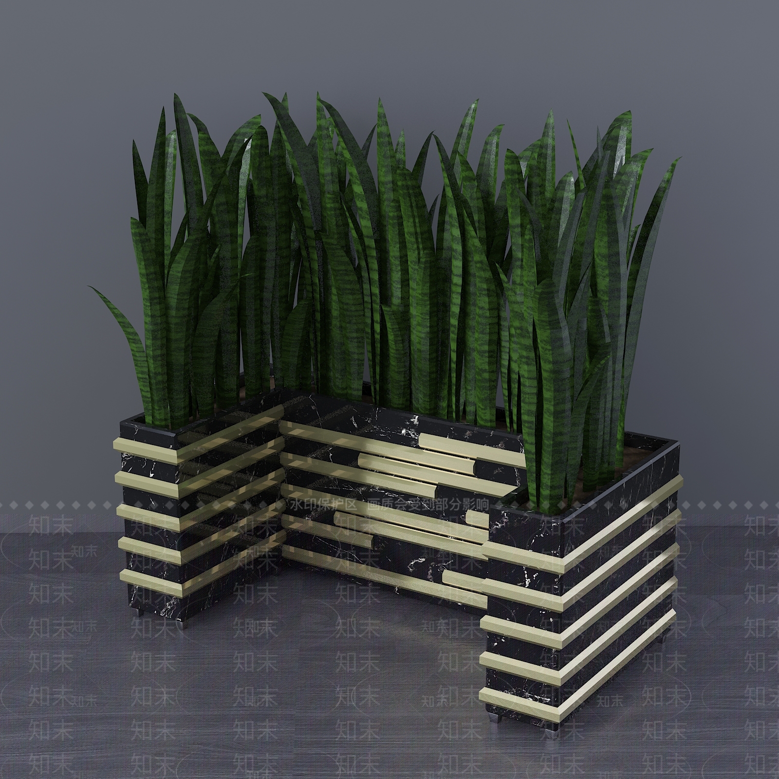 现代植物虎皮兰3D模型下载【ID:655449716】