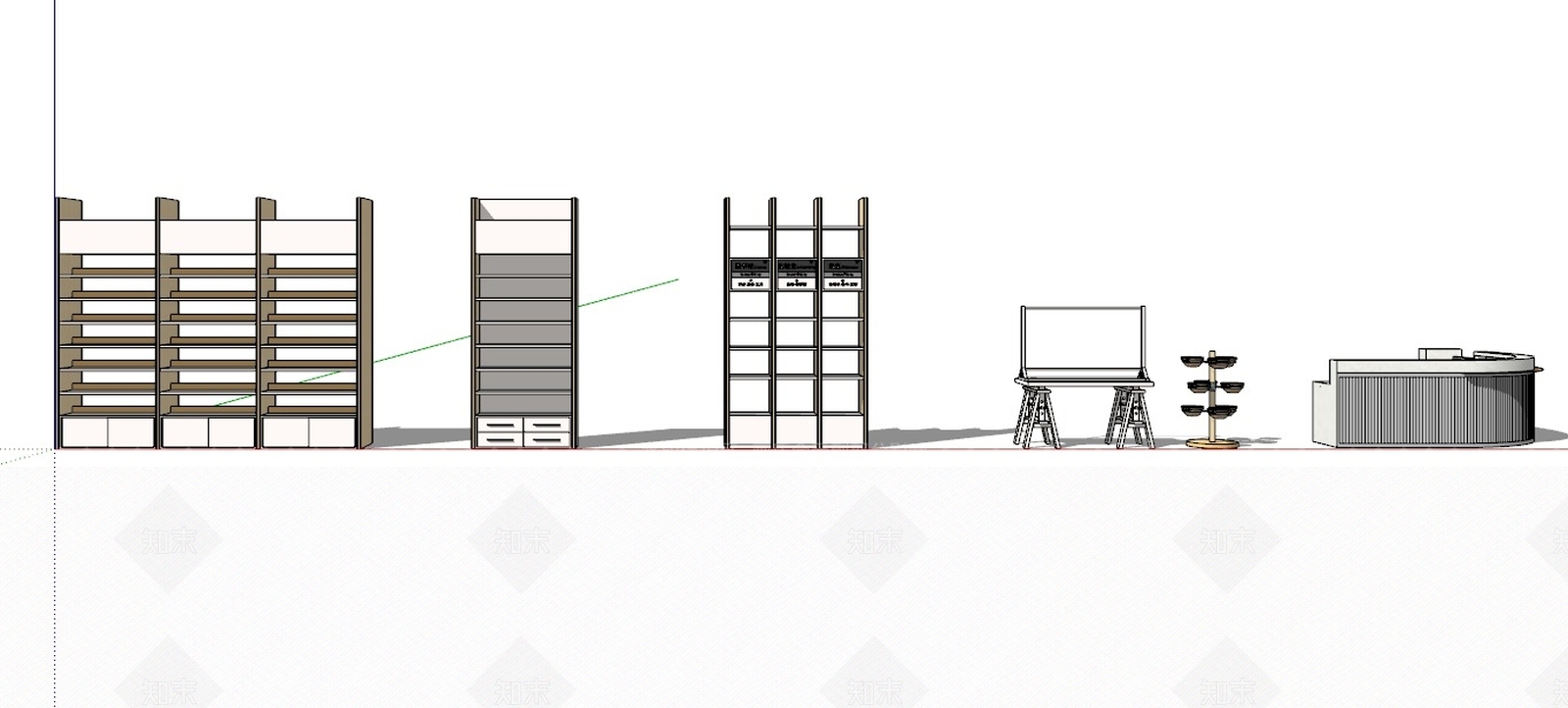 现代风格展示架SU模型下载【ID:755483106】