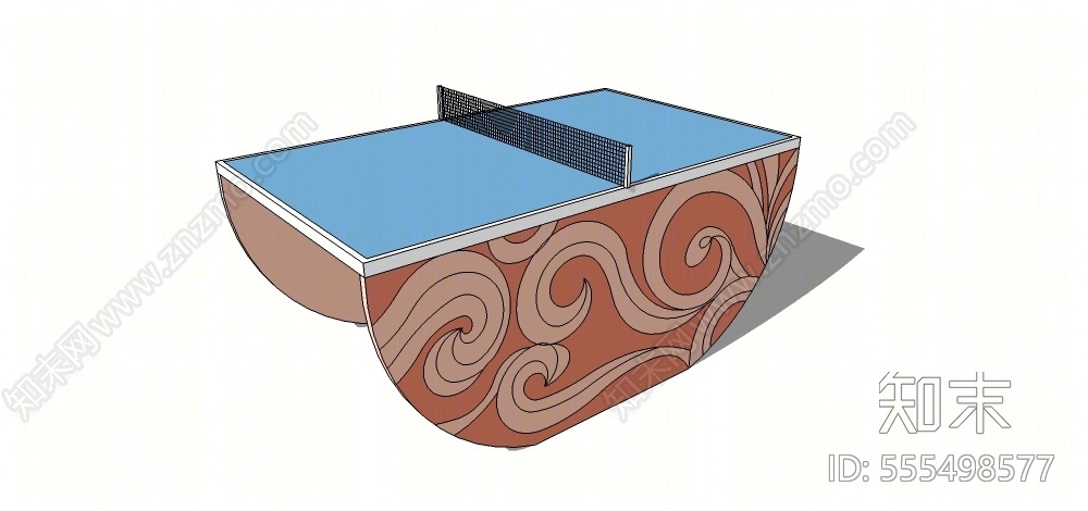现代风格乒乓球桌SU模型下载【ID:555498577】