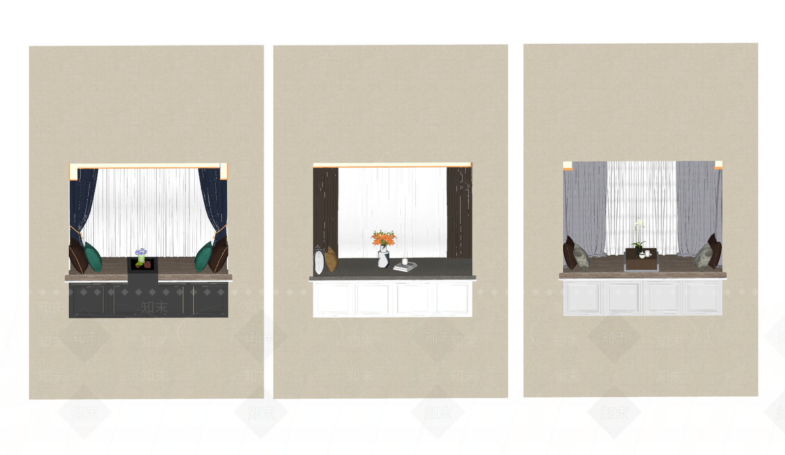 现代飘台飘窗SU模型下载【ID:955525308】