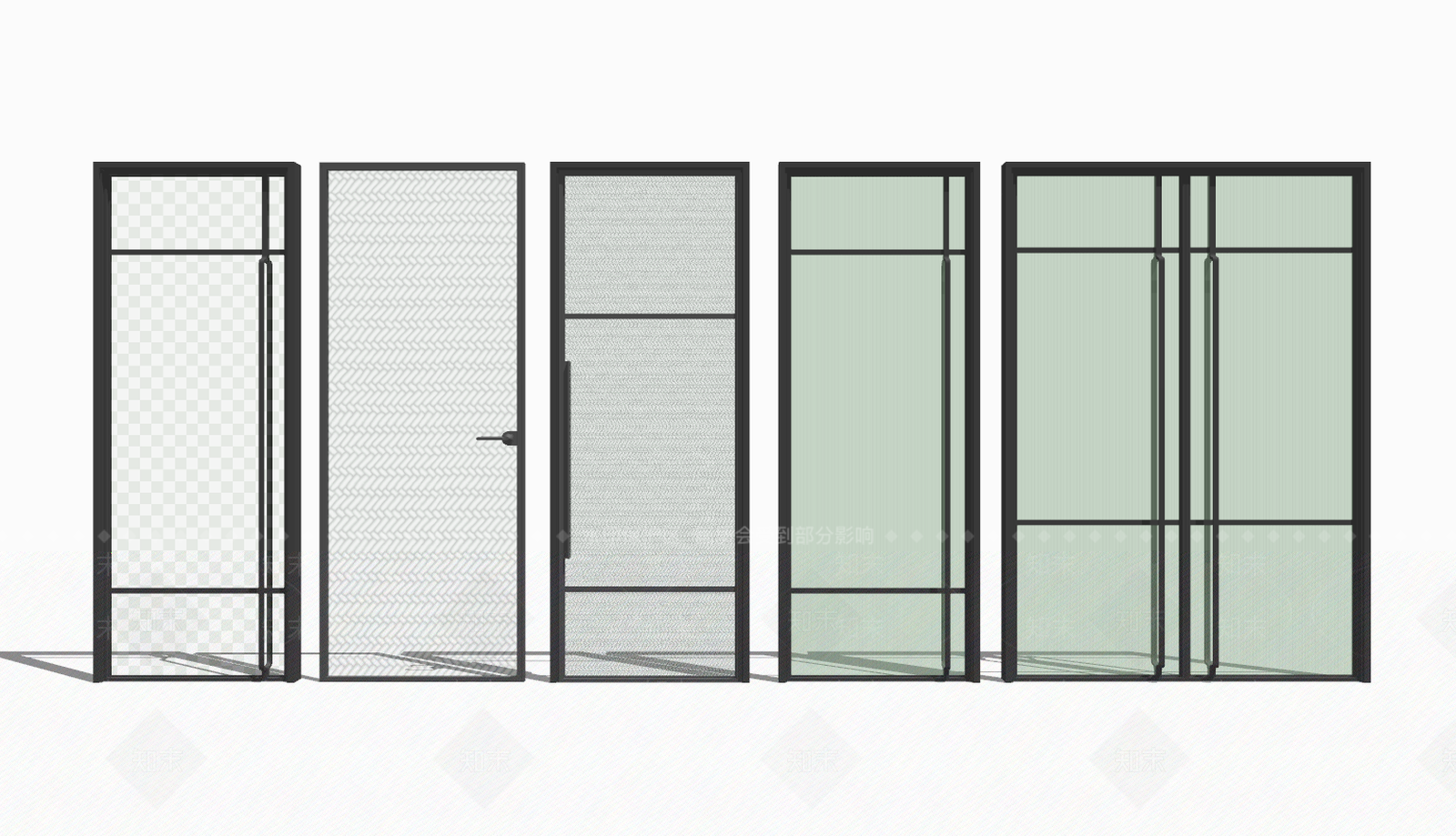 现代风格磨砂玻璃SU模型下载【ID:455525537】