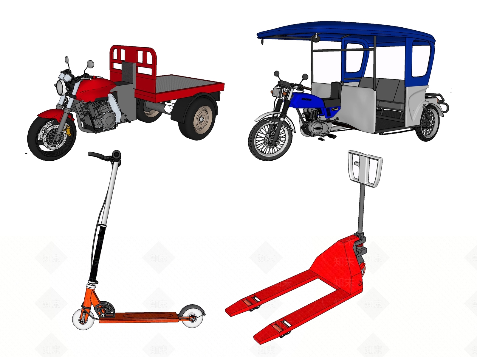 现代风格黄包车SU模型下载【ID:155530801】