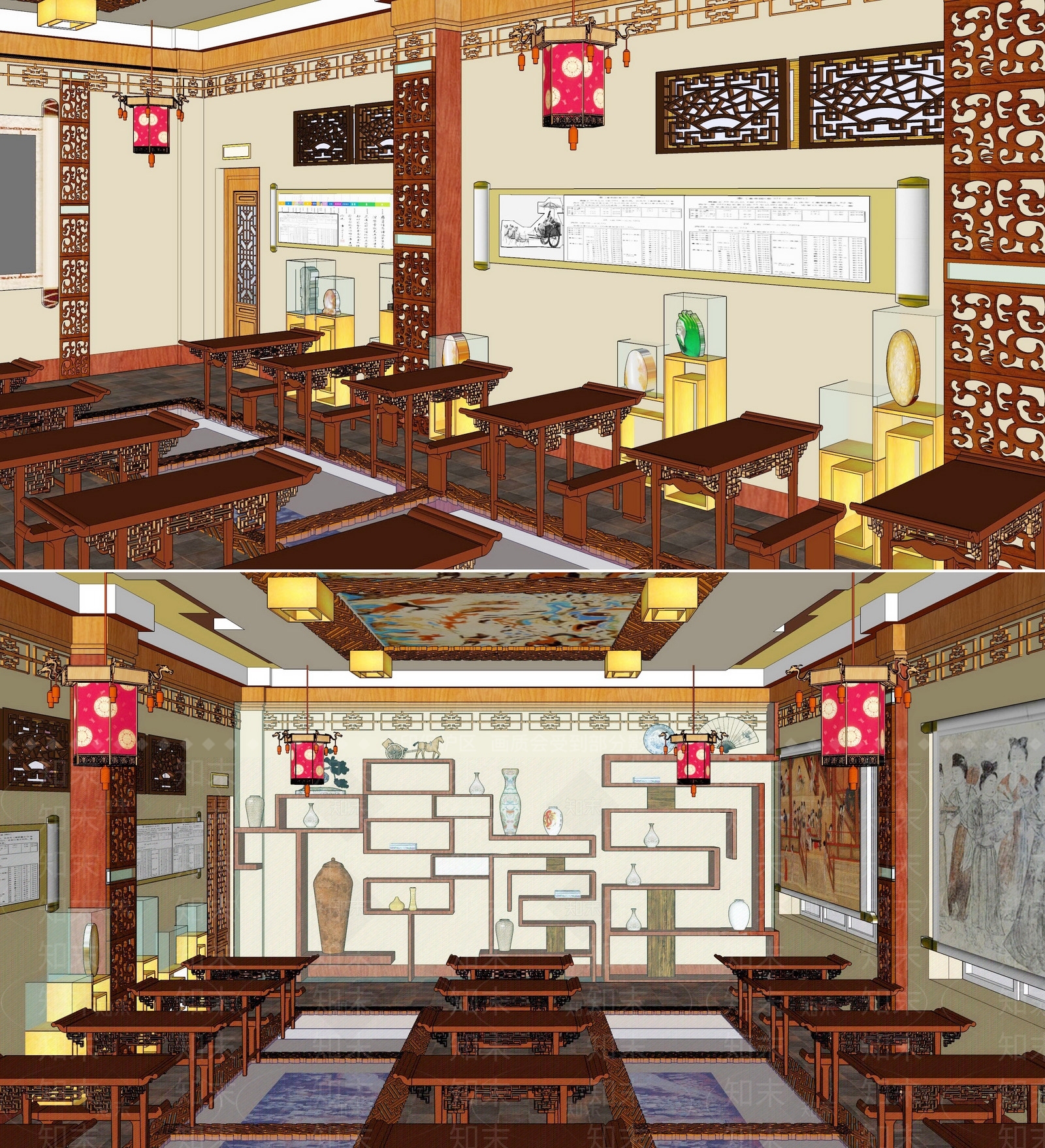 中式风格书院SU模型下载【ID:955534501】