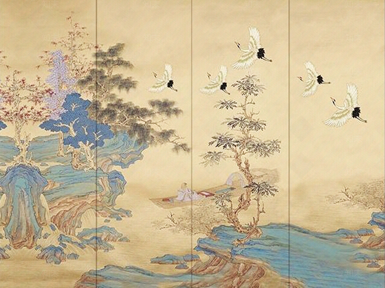 新中式花鸟壁纸贴图下载【ID:355536980】