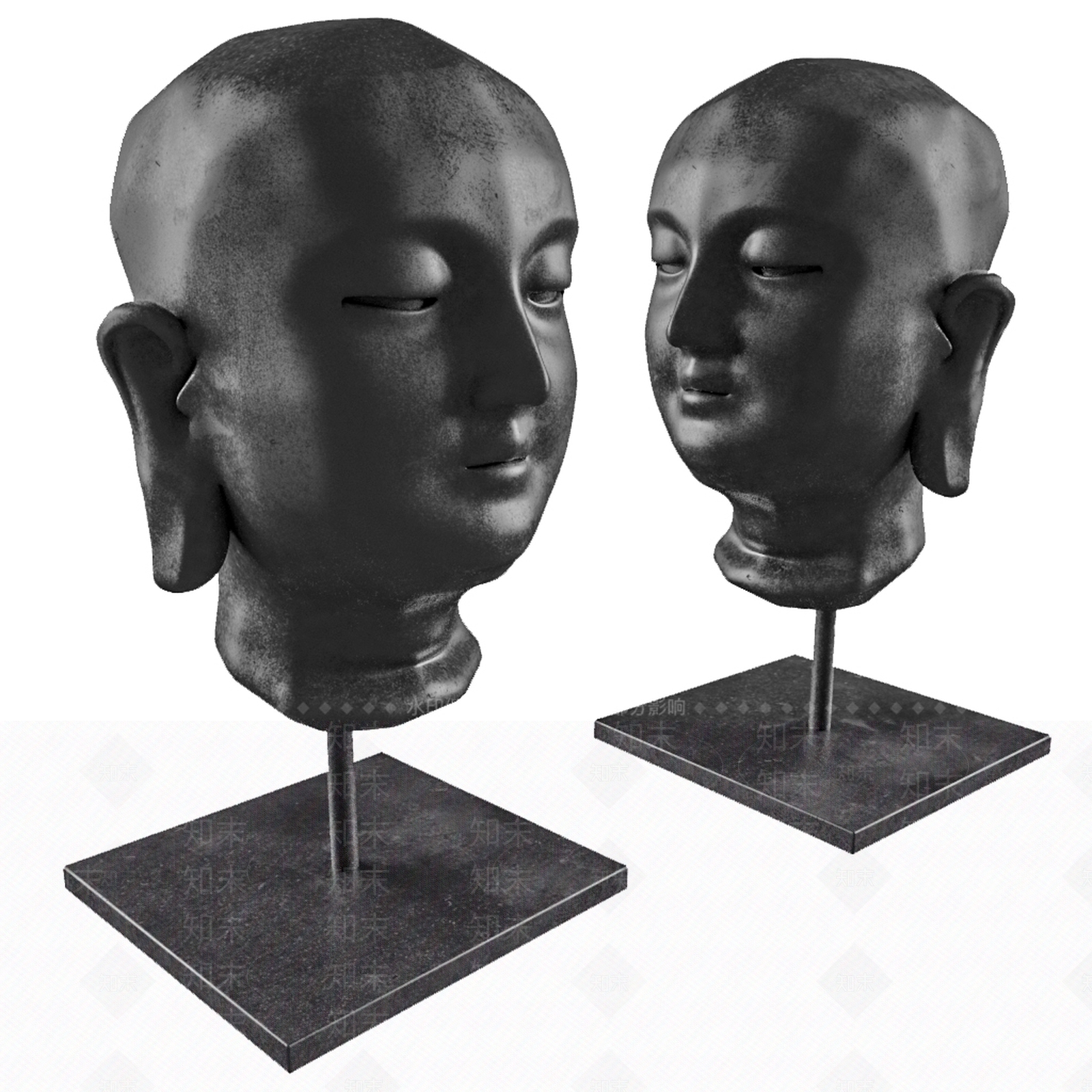 现代灰黑头像3D模型下载【ID:655542624】