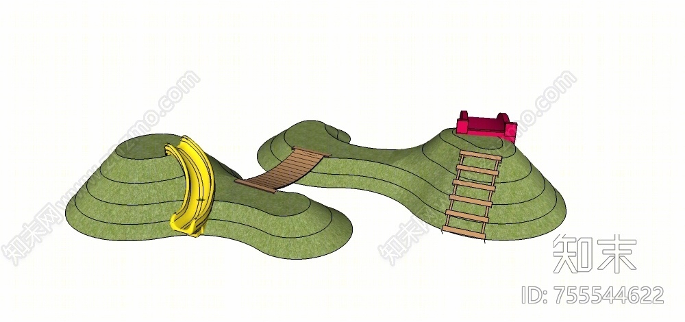现代风格儿童滑梯SU模型下载【ID:755544622】