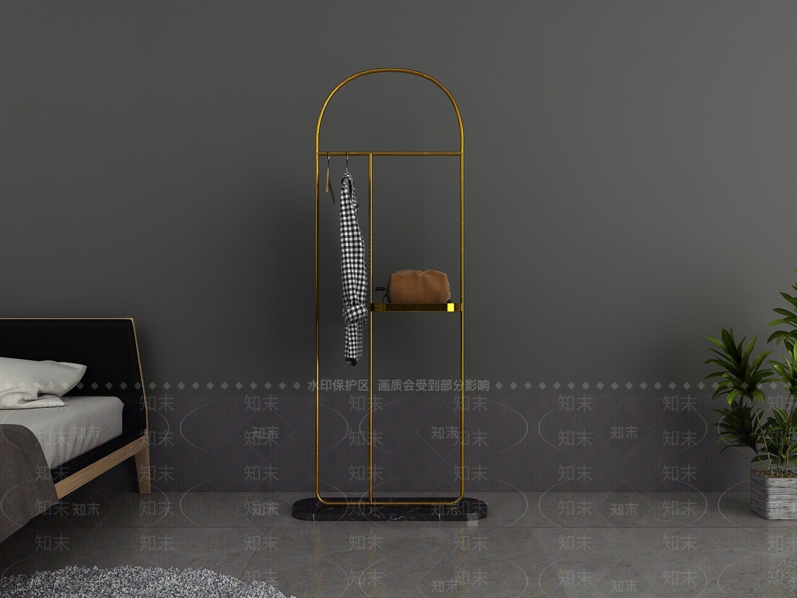 北欧立式挂衣架3D模型下载【ID:855549416】