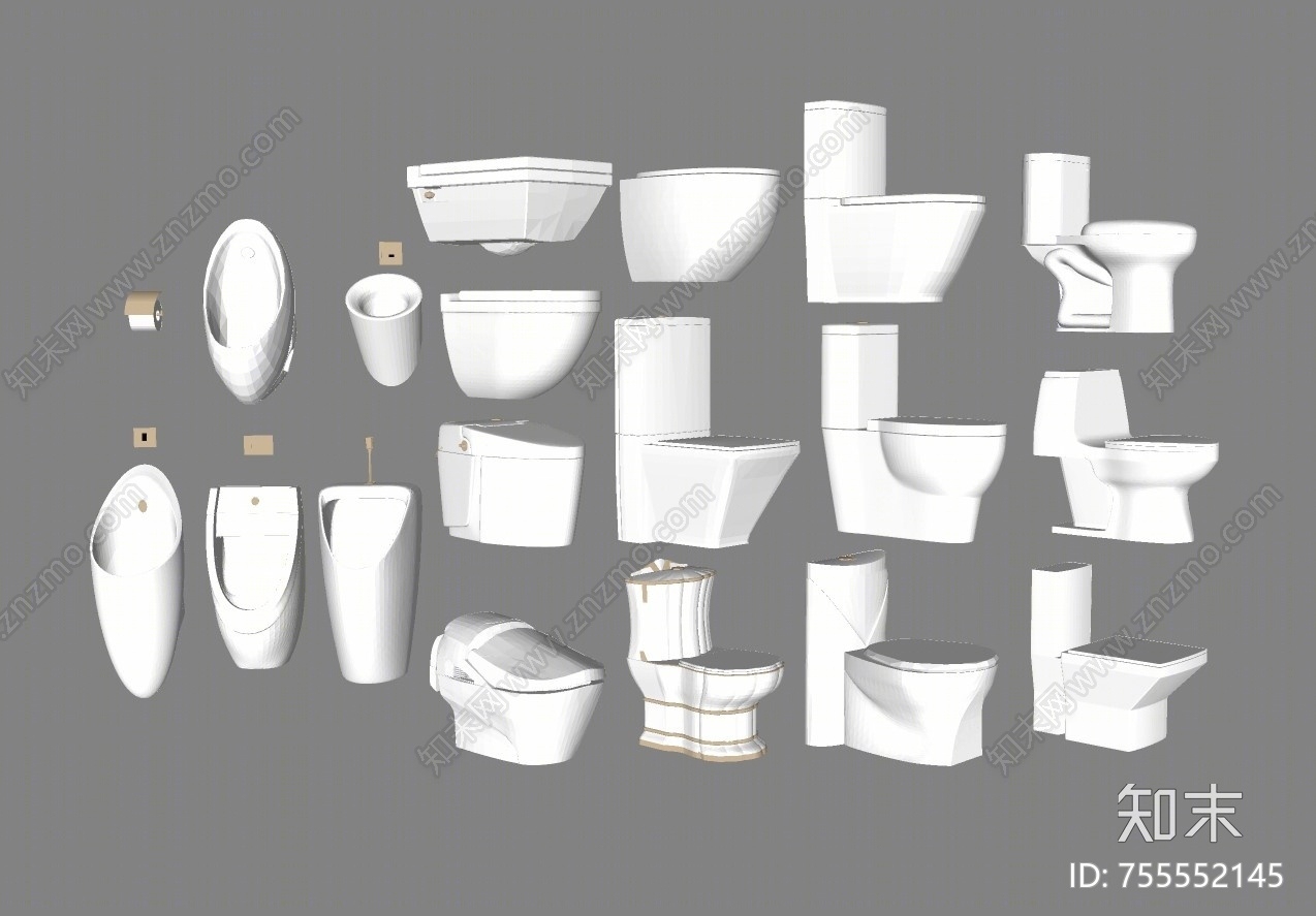 现代风格马桶SU模型下载【ID:755552145】