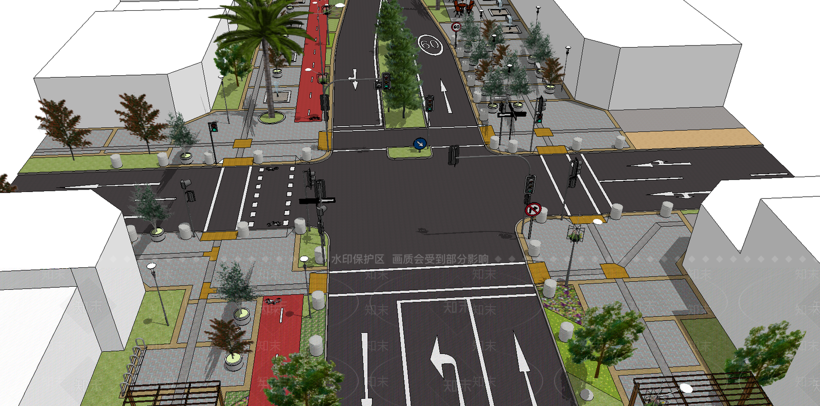 现代风格道路SU模型下载【ID:955556760】