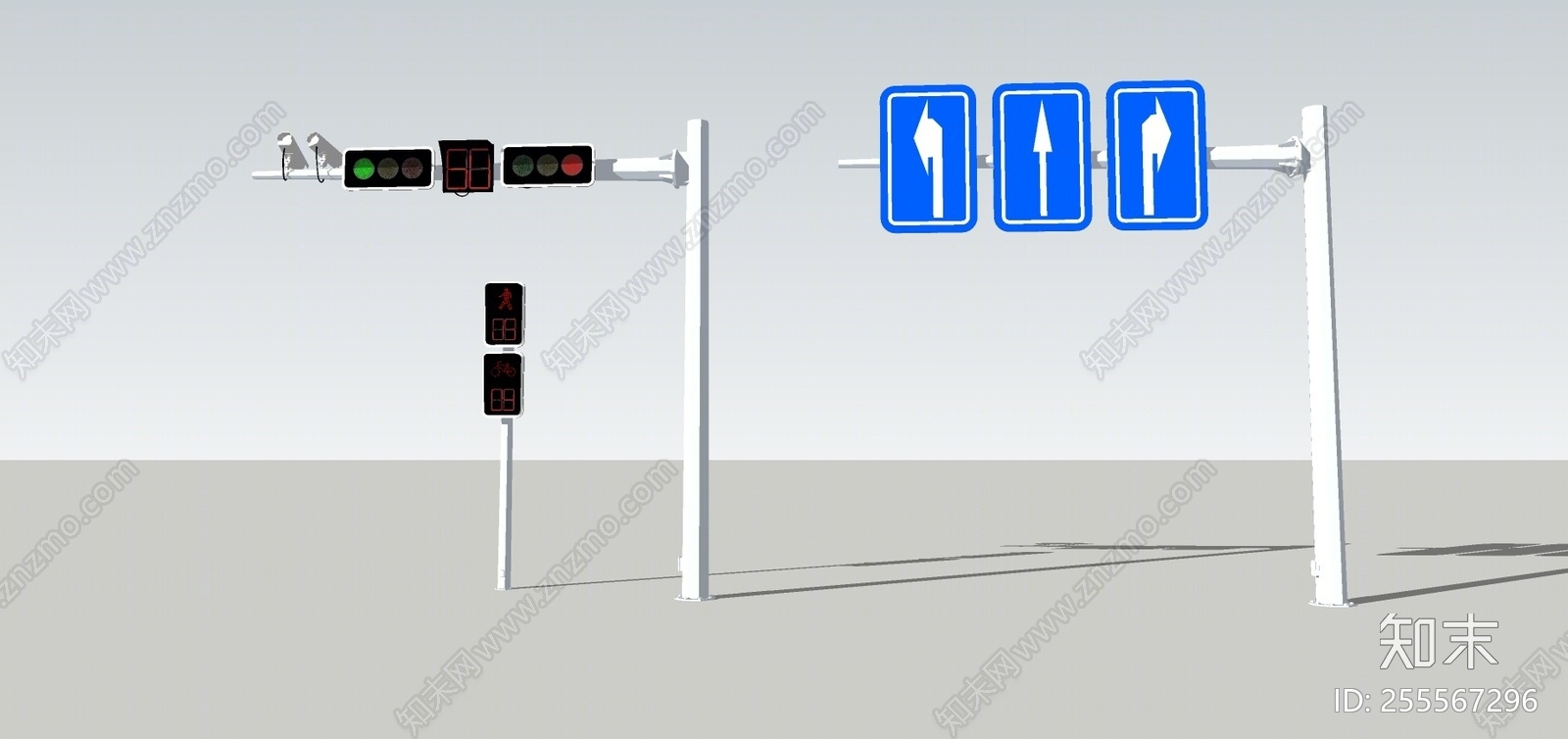 现代风格交通信号灯组合SU模型下载【ID:255567296】
