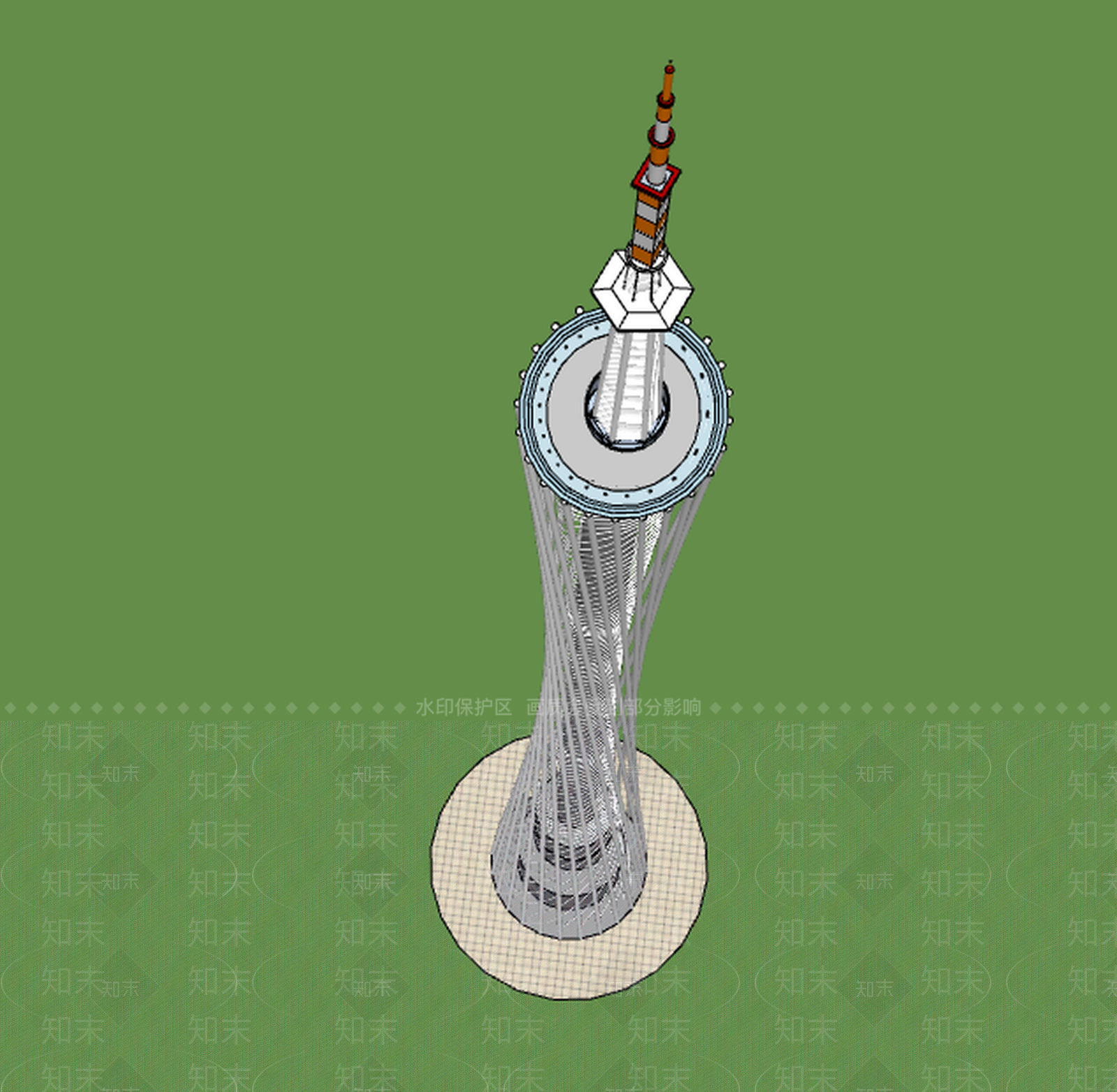 现代风格铁塔SU模型下载【ID:855582419】