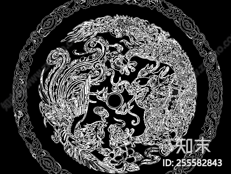 龙凤呈祥雕刻施工图下载【ID:255582843】