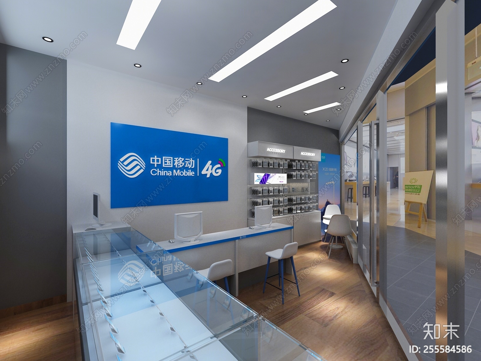 现代手机专卖店3D模型下载【ID:255584586】