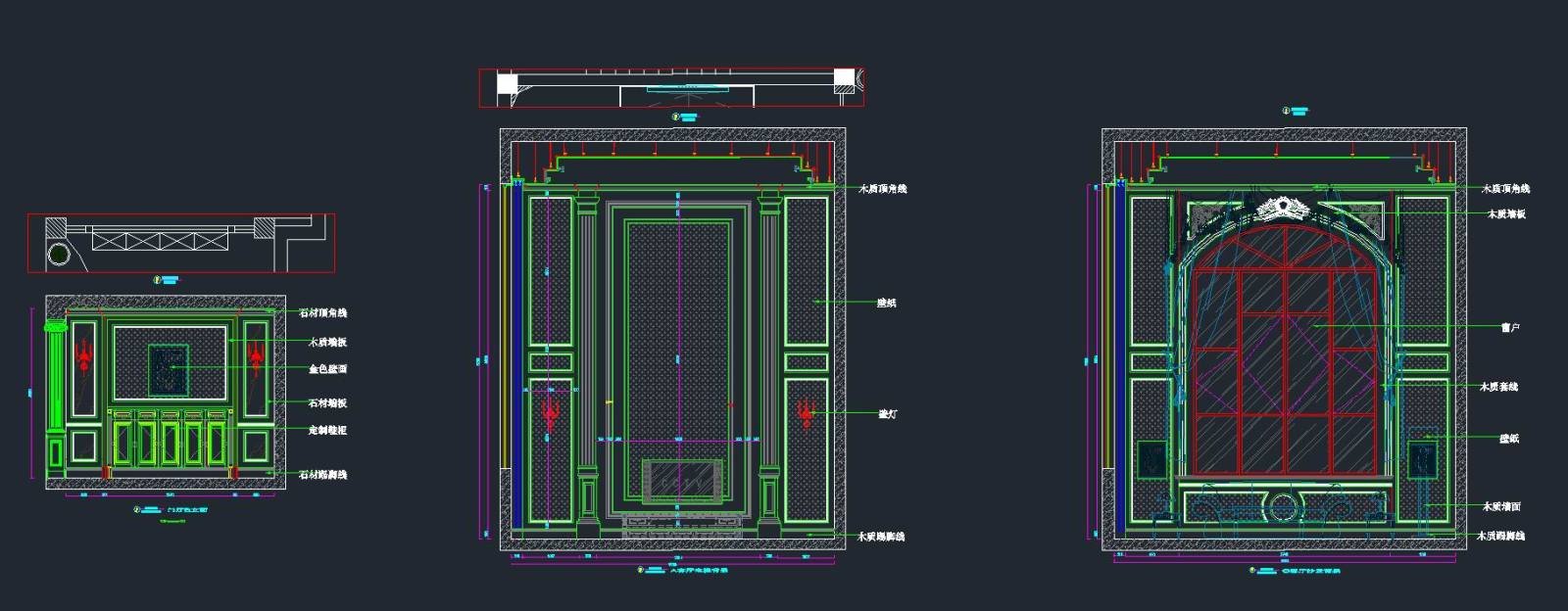 欧式描金别墅整木家居CAD施工图cad施工图下载【ID:555585478】