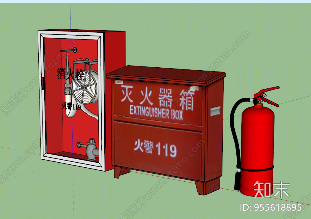 现代风格灭火器SU模型下载【ID:955618895】