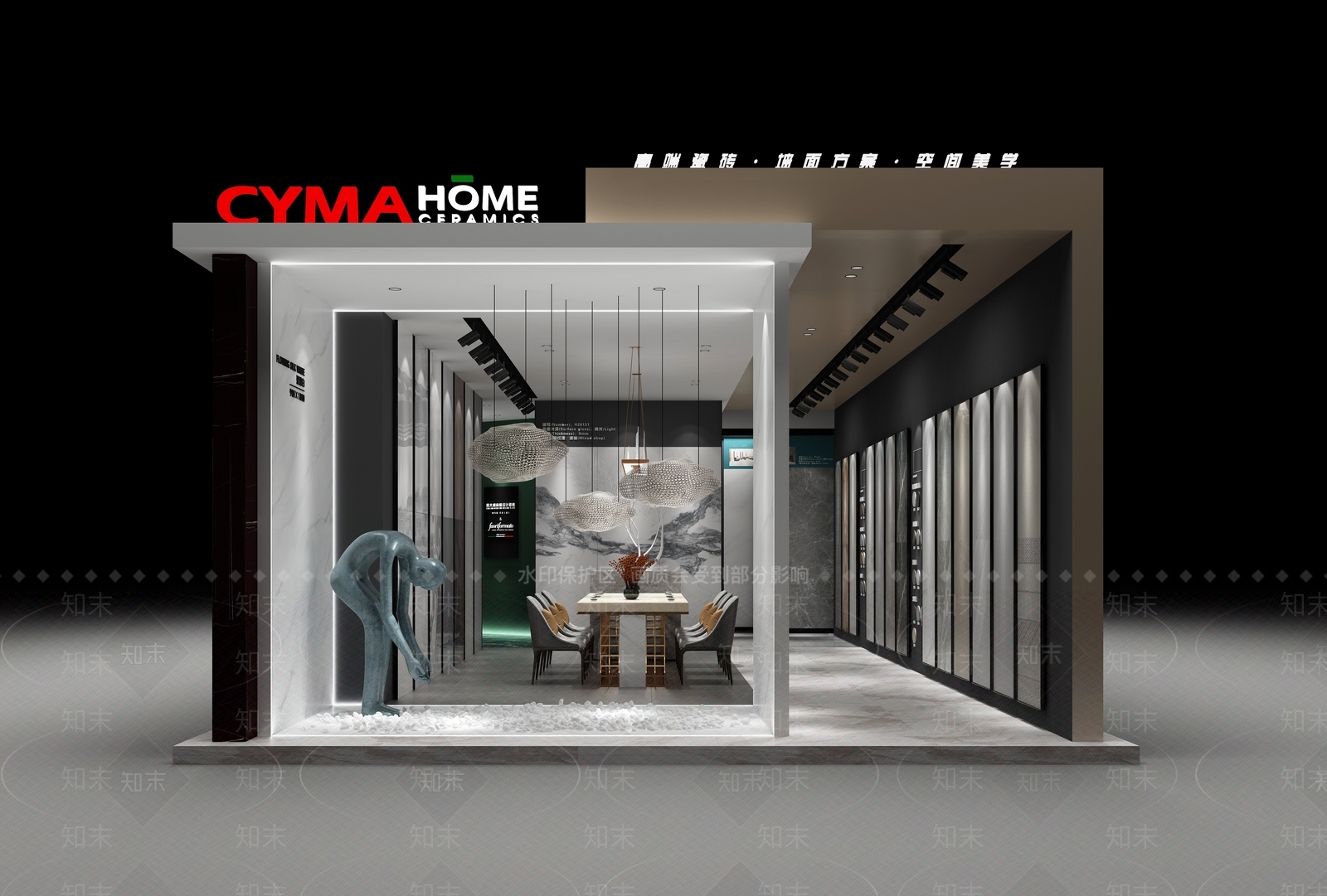 现代陶瓷展厅3D模型下载【ID:555676470】