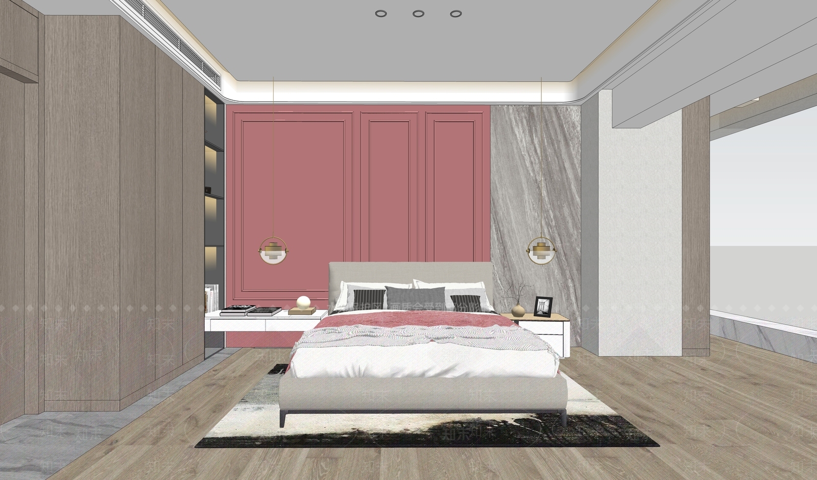 现代风格卧室SU模型下载【ID:255693682】