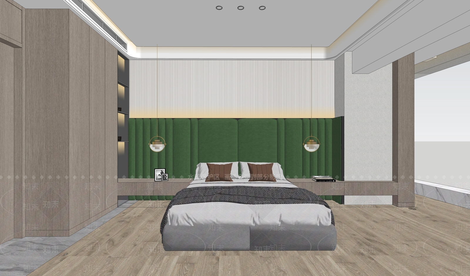 现代风格卧室SU模型下载【ID:255693682】