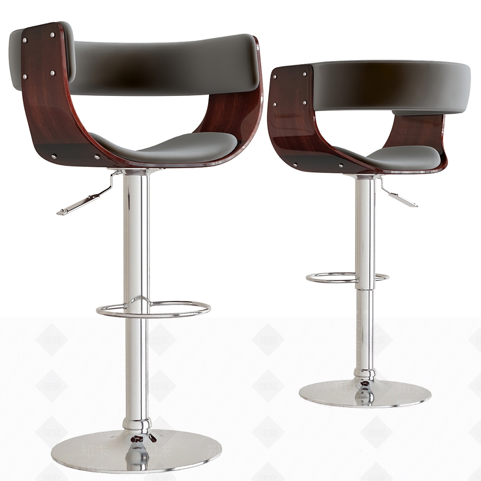 现代木质吧椅3D模型下载【ID:355724196】