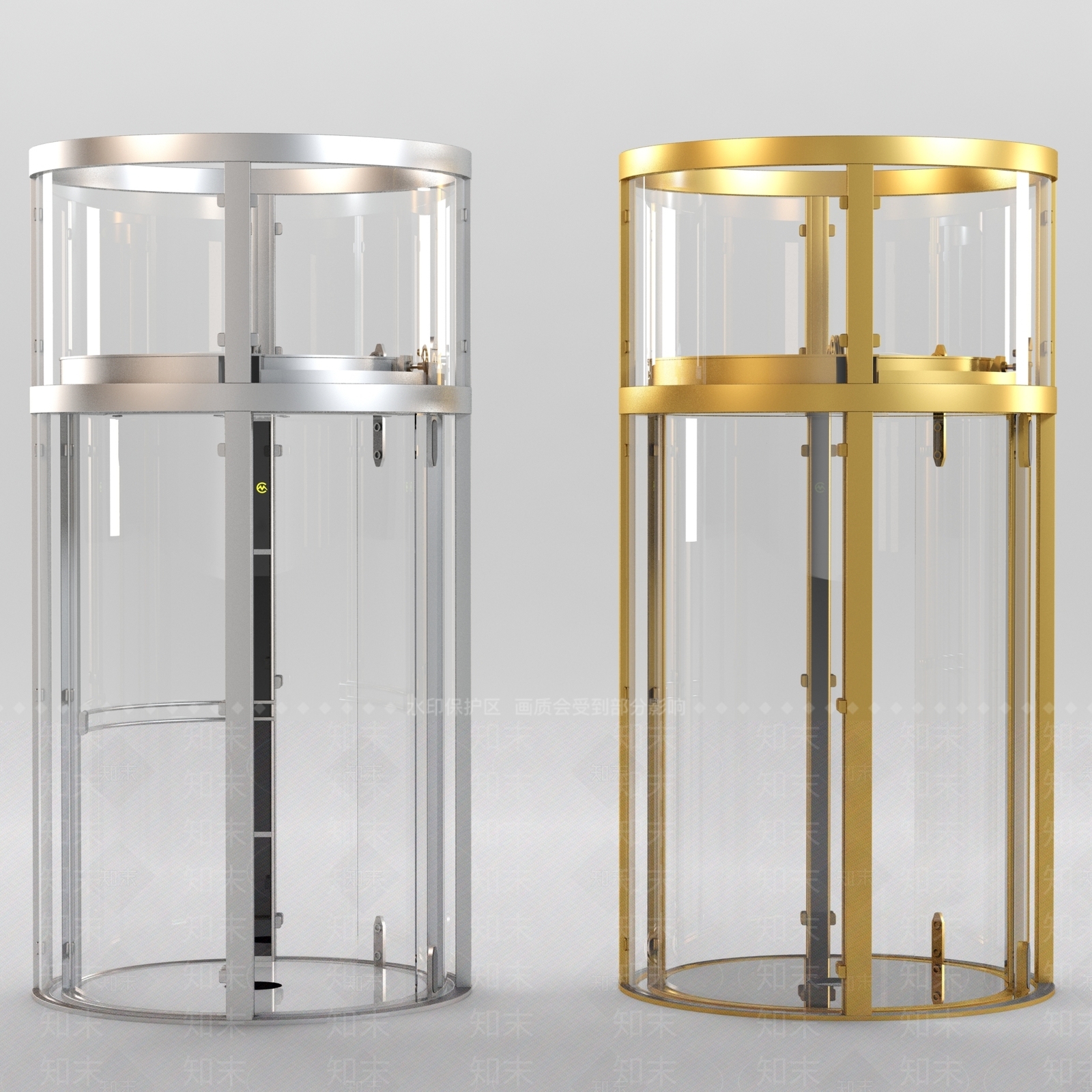 现代圆形玻璃观光电梯3D模型下载【ID:855726643】