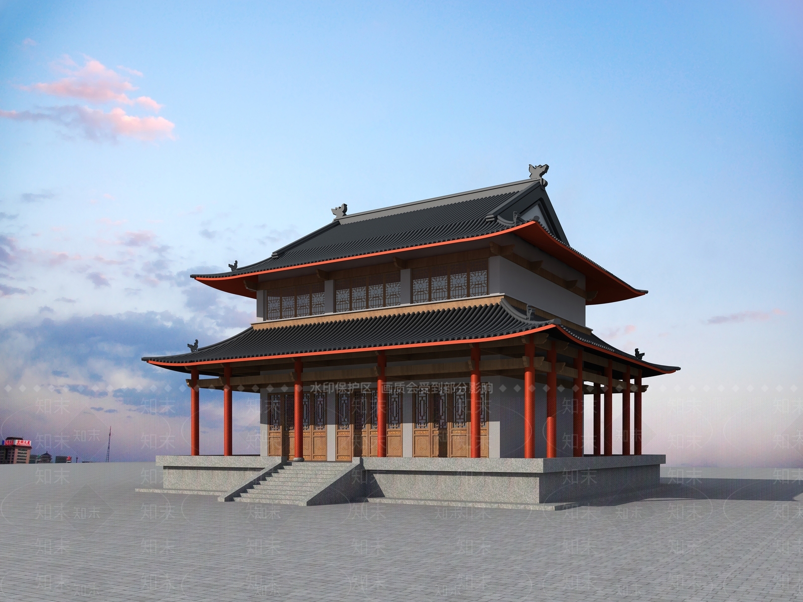 中式建筑3D模型下载【ID:255743843】