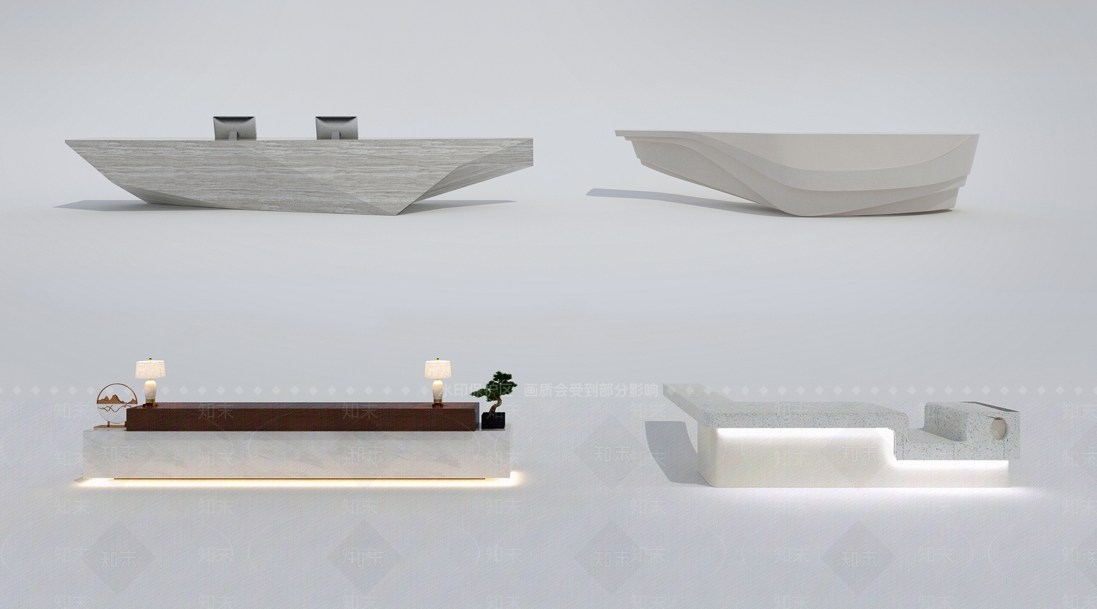 现代吧台前台3D模型下载【ID:155743837】