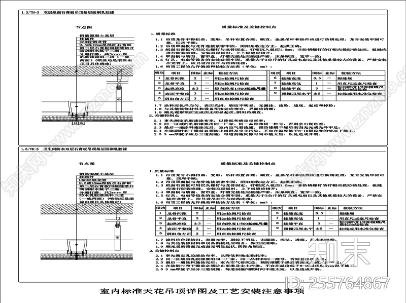 室内标准天花吊顶详图及工艺安装注意事项施工图下载【ID:255764867】