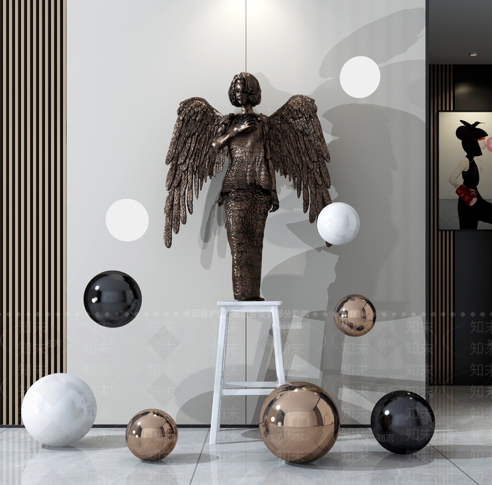 现代天使翅膀3D模型下载【ID:355765893】