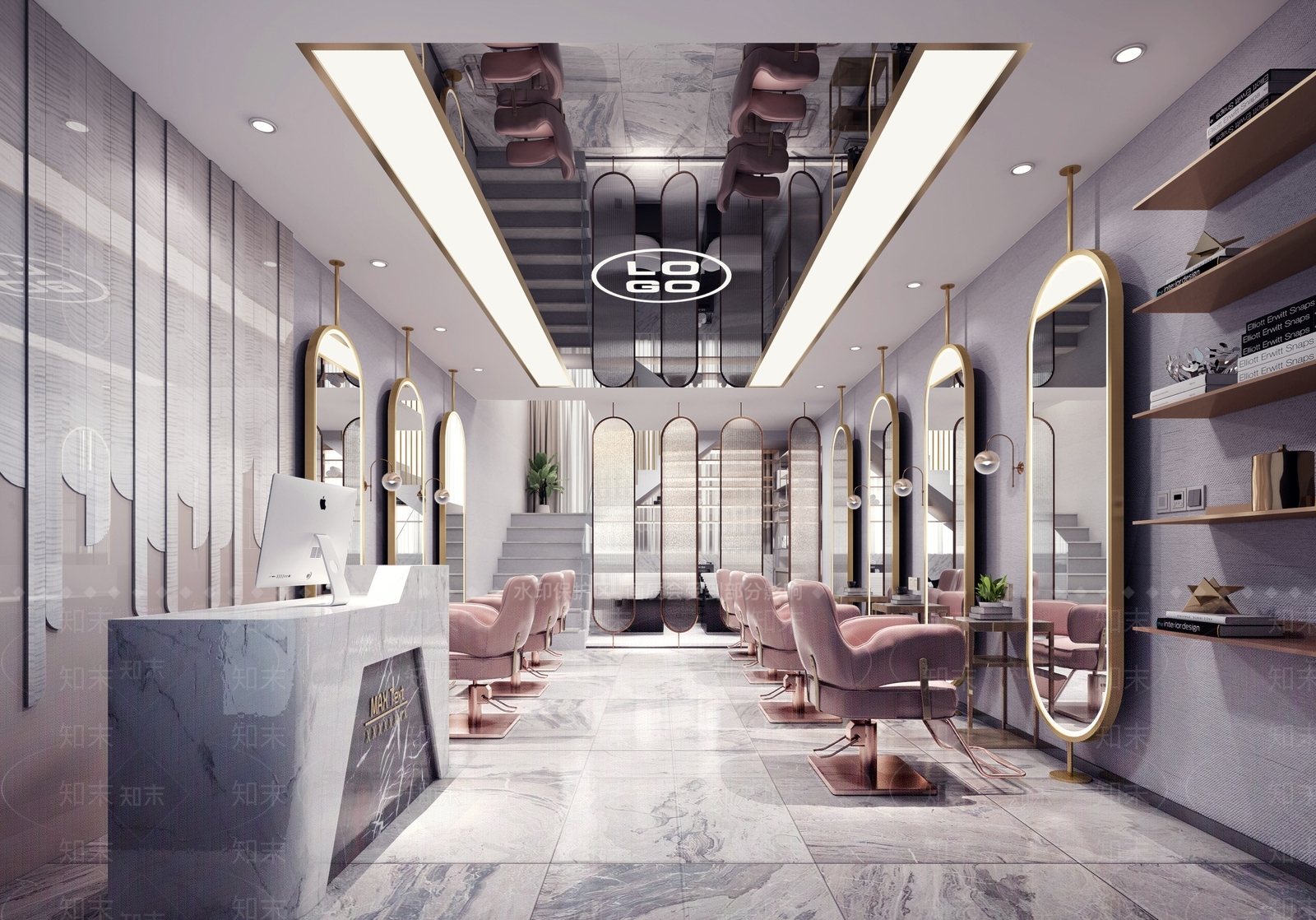 现代轻奢理发店3D模型下载【ID:955774717】