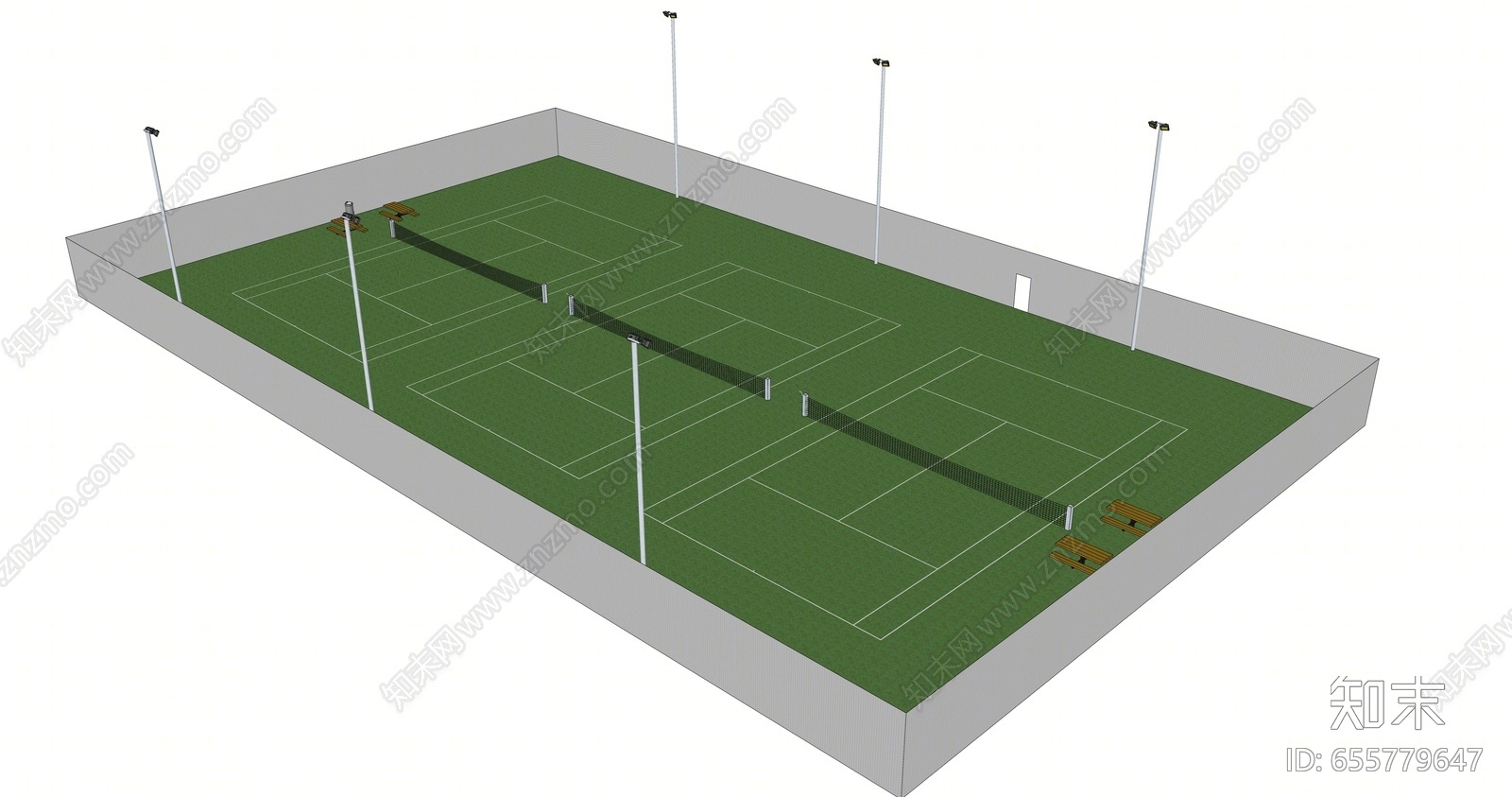 现代风格网球场SU模型下载【ID:655779647】