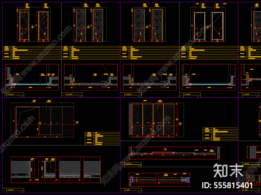 门节点大样图cad施工图下载【ID:555815401】