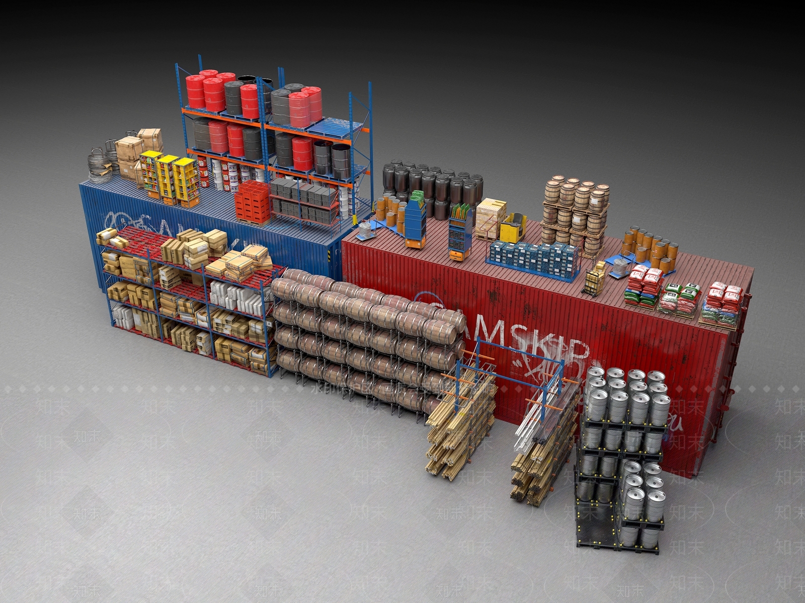 现代货架3D模型下载【ID:255822159】