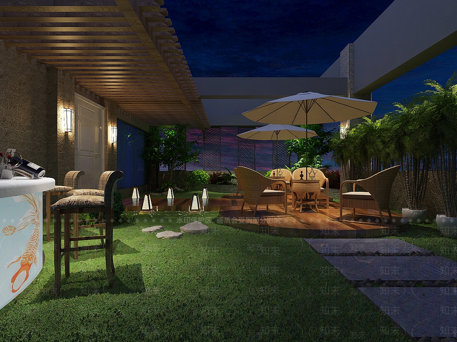 新中式露台3D模型下载【ID:955823256】