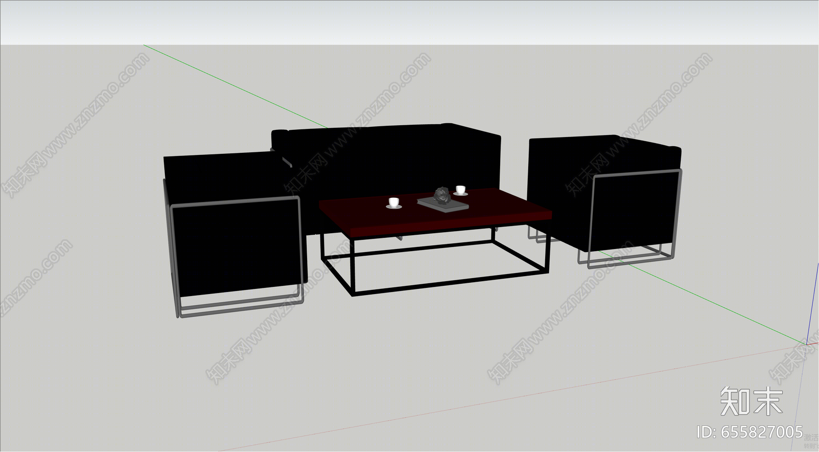 现代风格沙发桌子组合SU模型下载【ID:655827005】