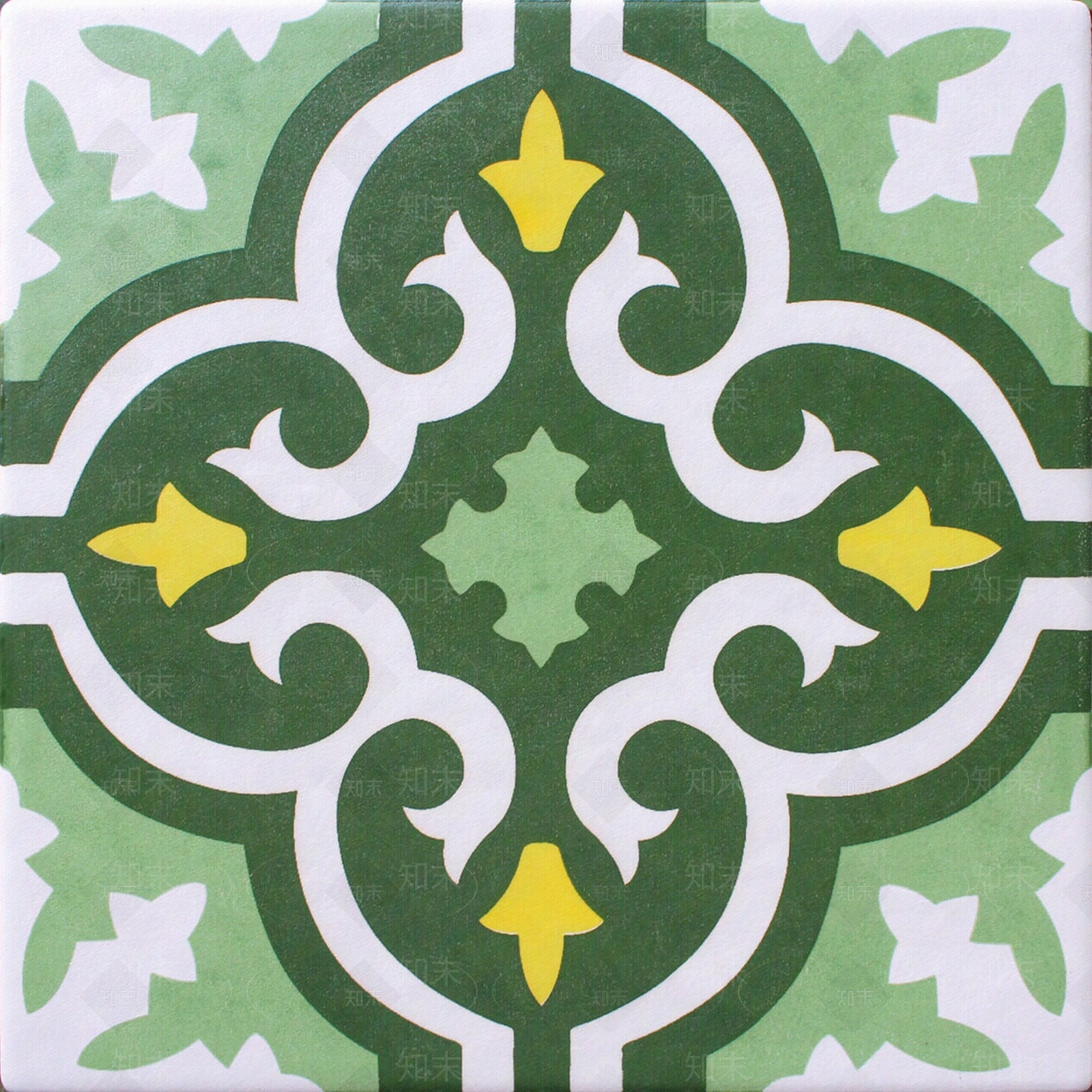 墙地面绿白黄花砖贴图下载【ID:655839698】