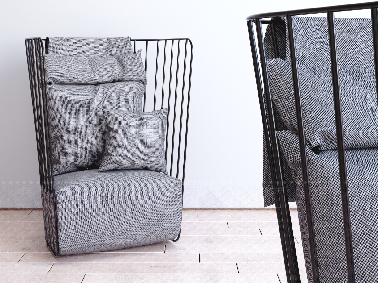 现代简约高背单人沙发3D模型下载【ID:955870620】