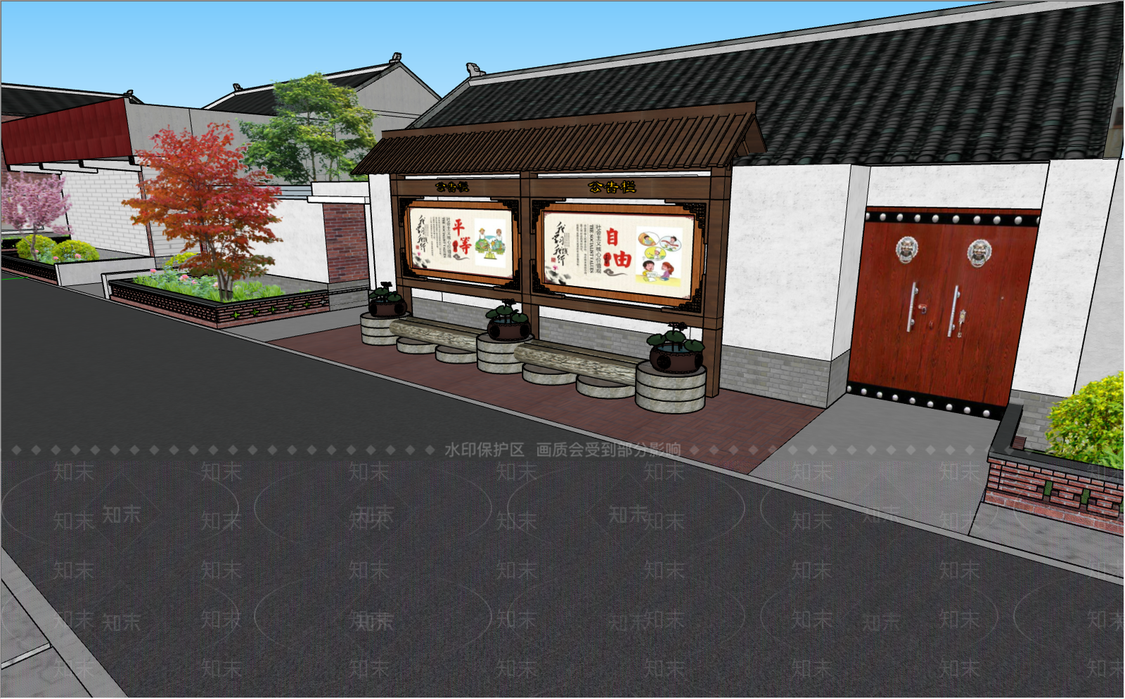 新中式风格简模规划SU模型下载【ID:355876261】