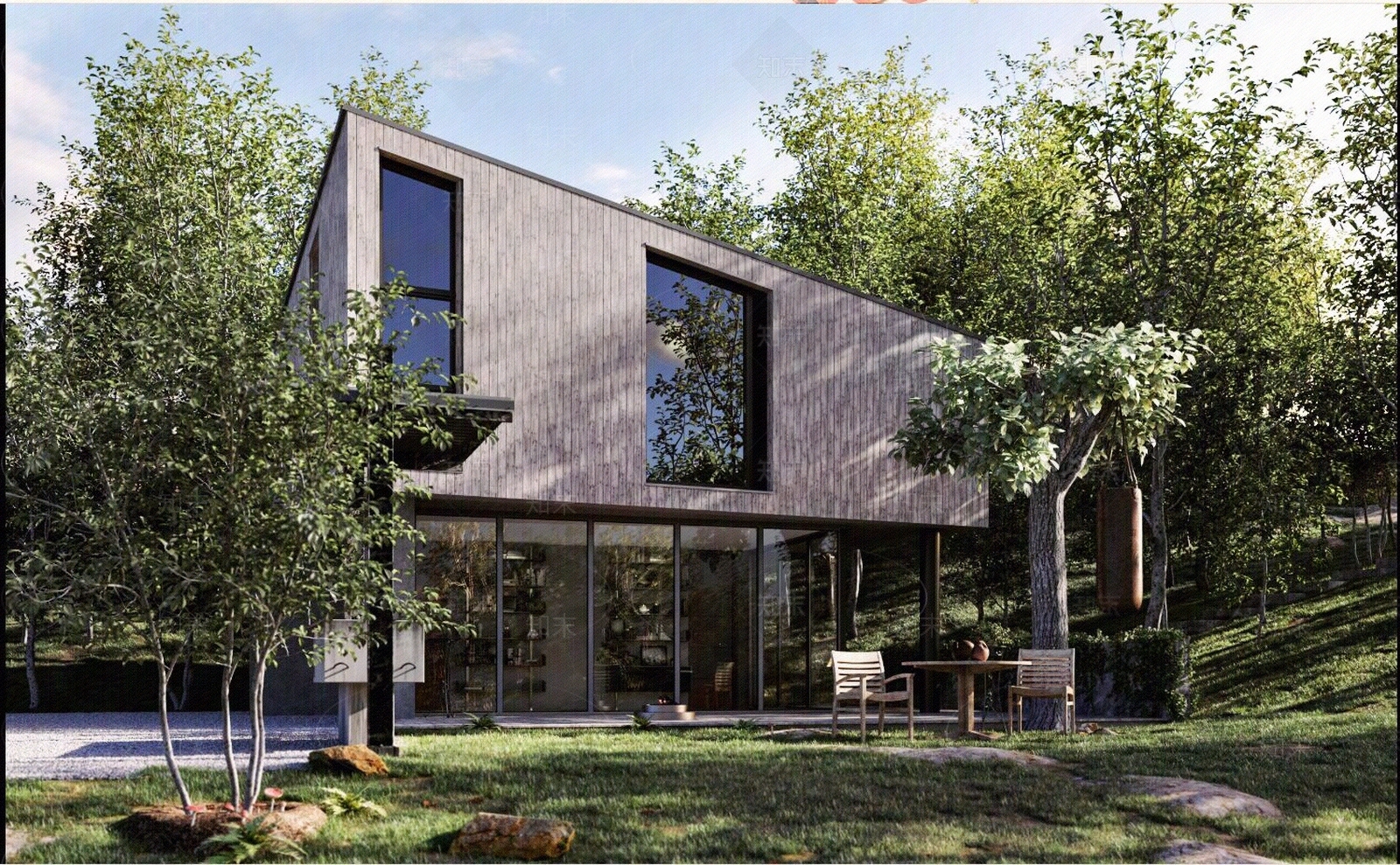 一楼别墅花园外景贴图下载【ID:855877235】