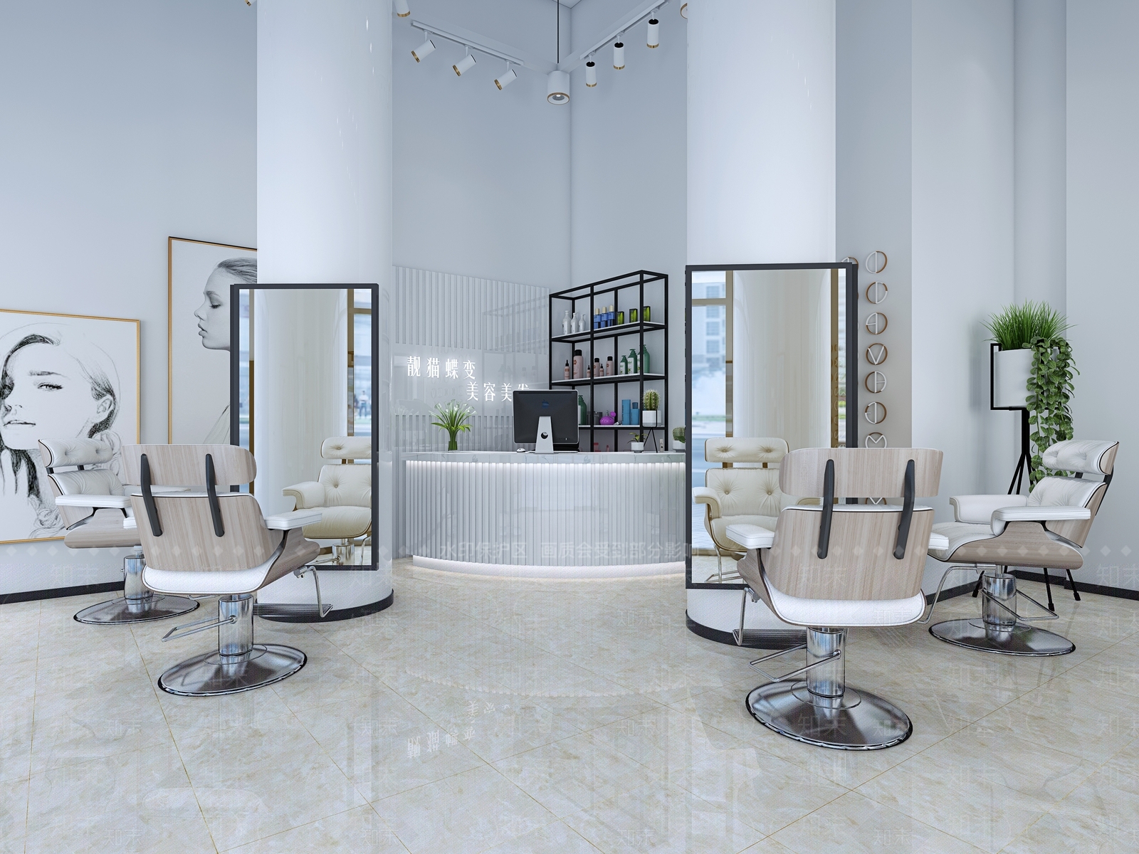 现代美发店3D模型下载【ID:955901734】