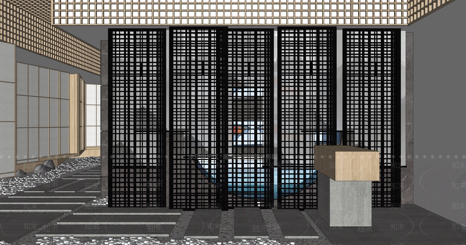 日式风格日式餐厅SU模型下载【ID:855908698】