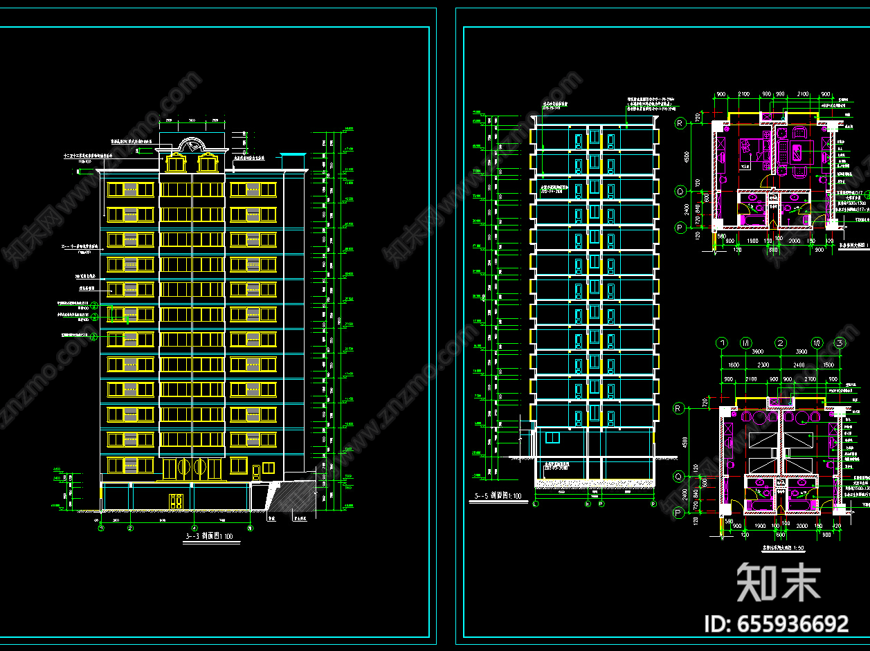 百佳宾馆建筑全套施工图施工图下载【ID:655936692】