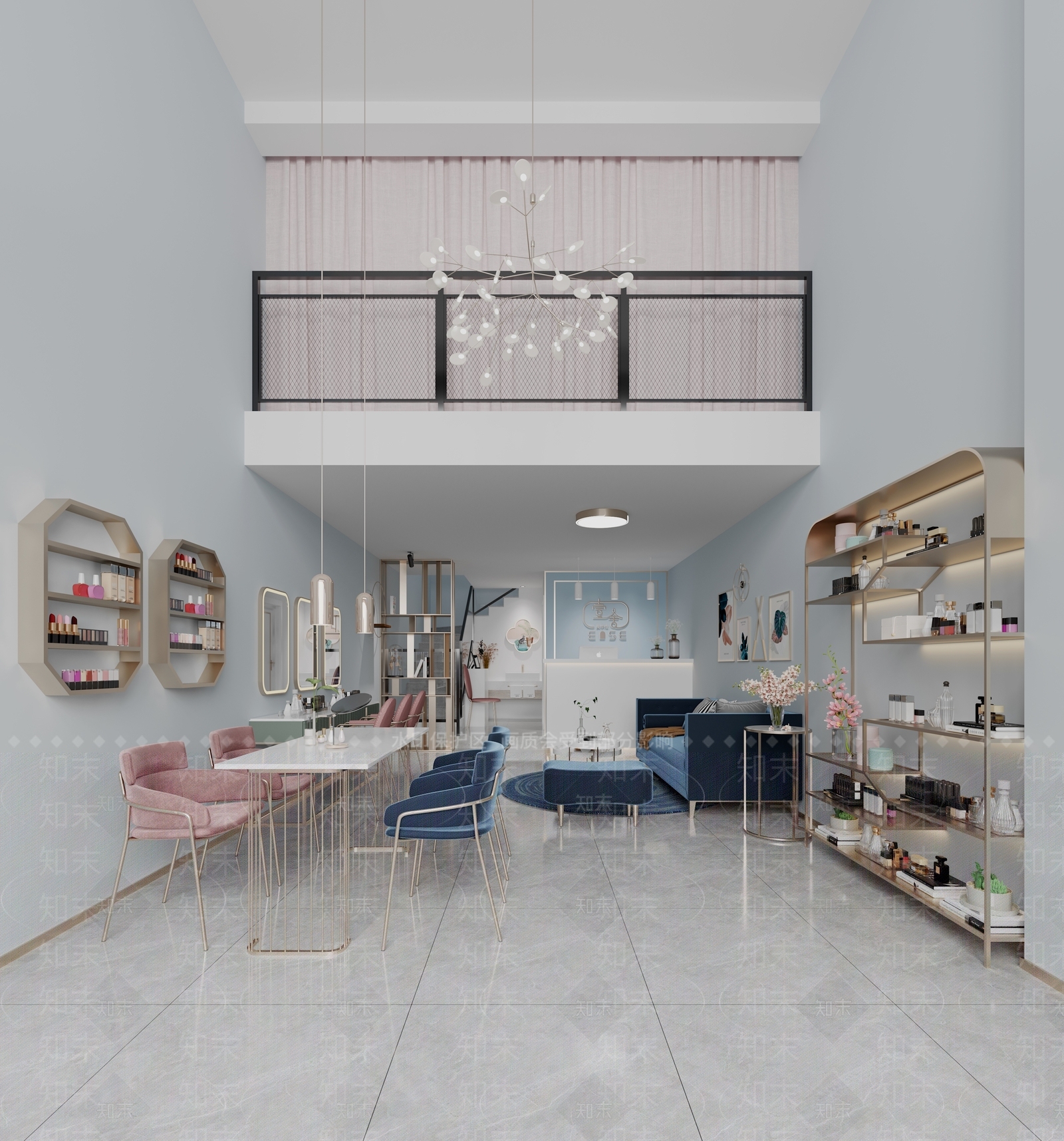 现代轻奢美甲店3D模型下载【ID:255943039】